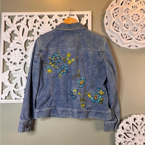 J. Jill Recrafted Repurposed Reimagined No. 19 Floral Jean Jacket Small Petite - Picture 5 of 8